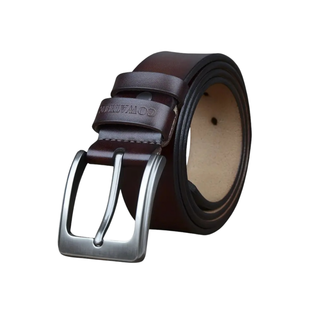 Noah | Vintage Leather Belt with Square Buckle