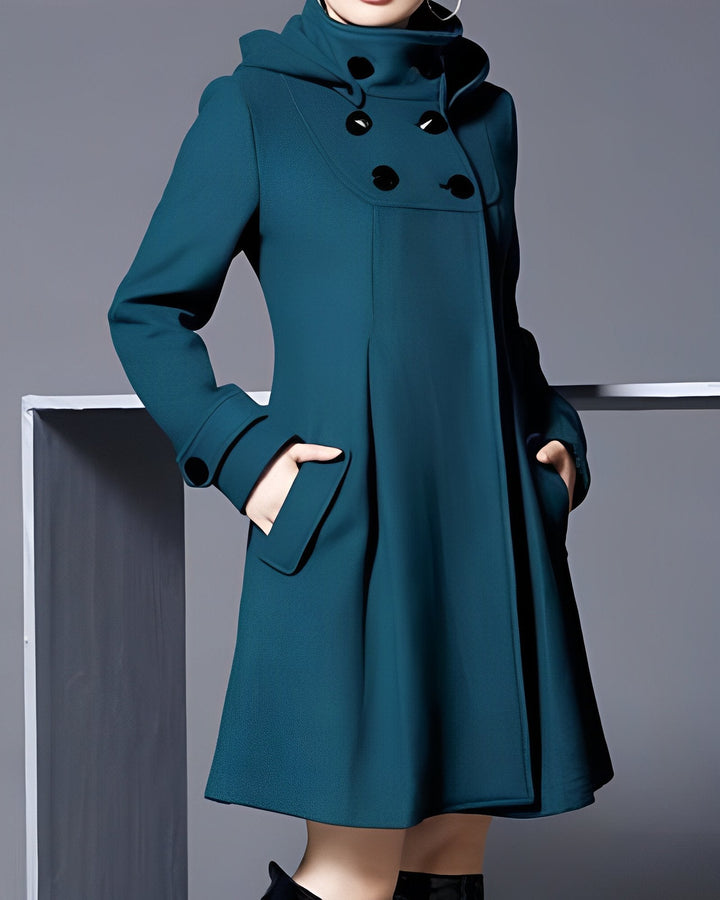 Magali | Elegant Double-Breasted Coat with Hood