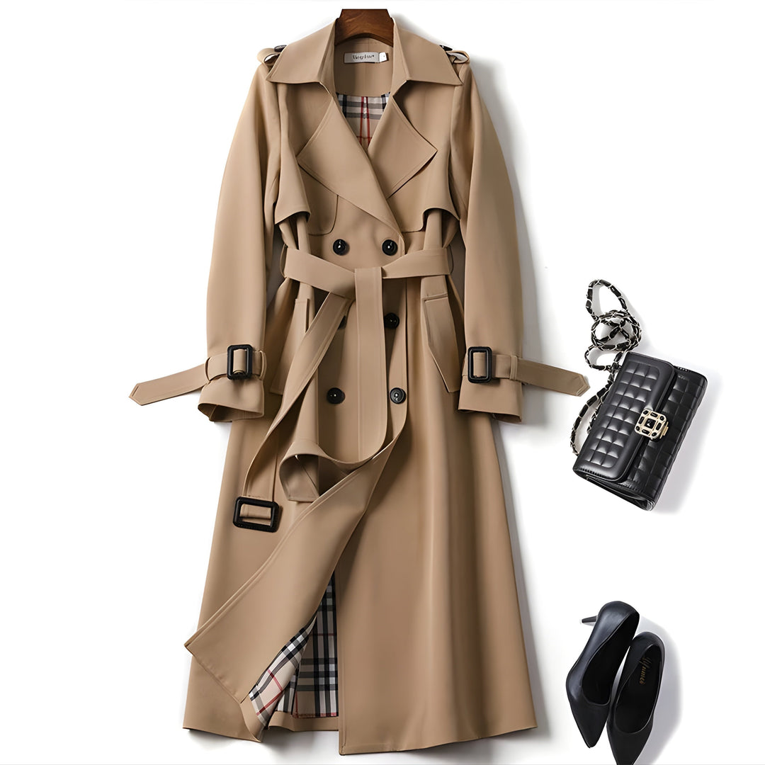 Charlène | Classic Long Trench Coat with Belt