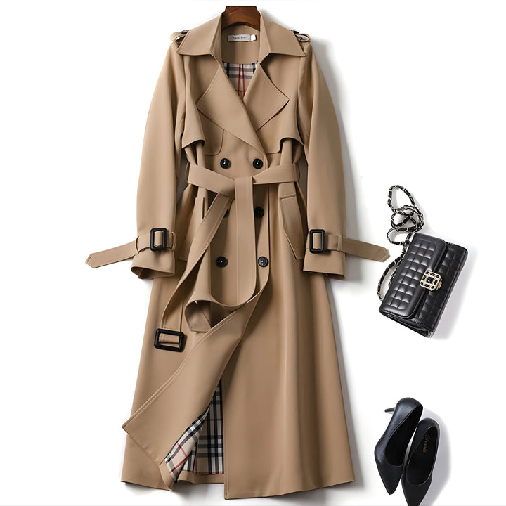 Charlène | Classic Long Trench Coat with Belt