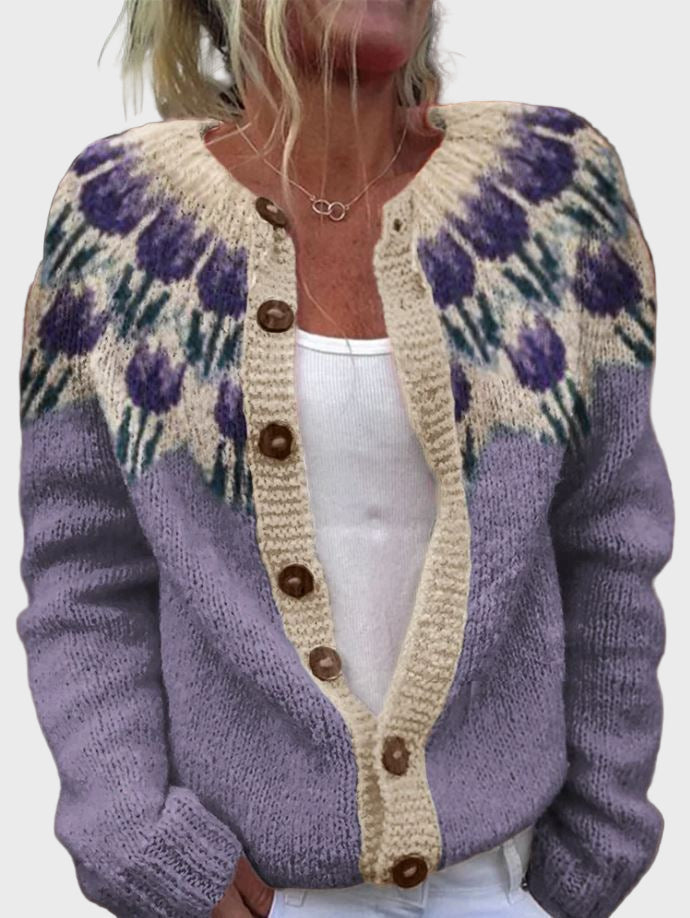 Knitted Vest with Colorful Pattern