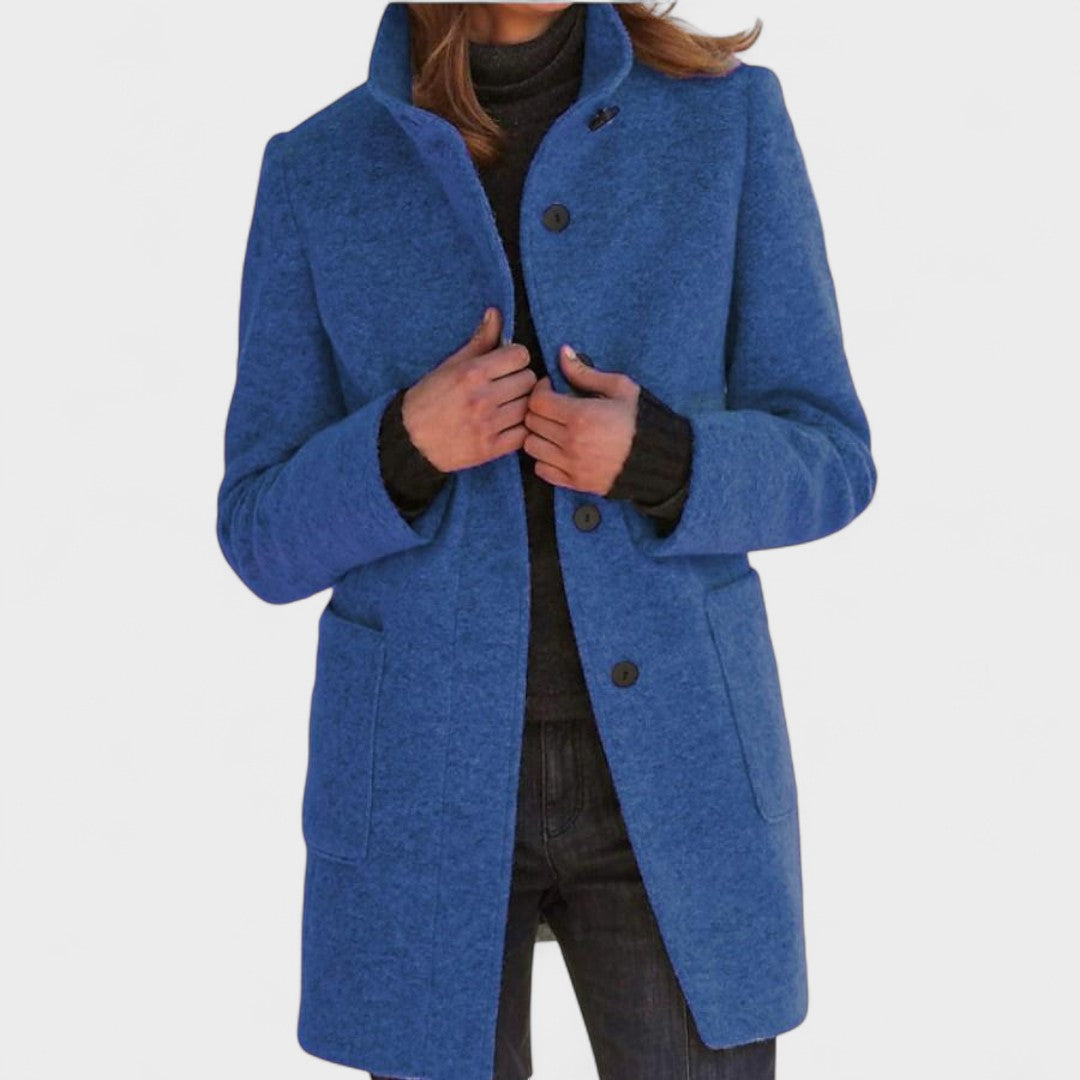 Coat - Classic Wool Coat with Retro Buttons