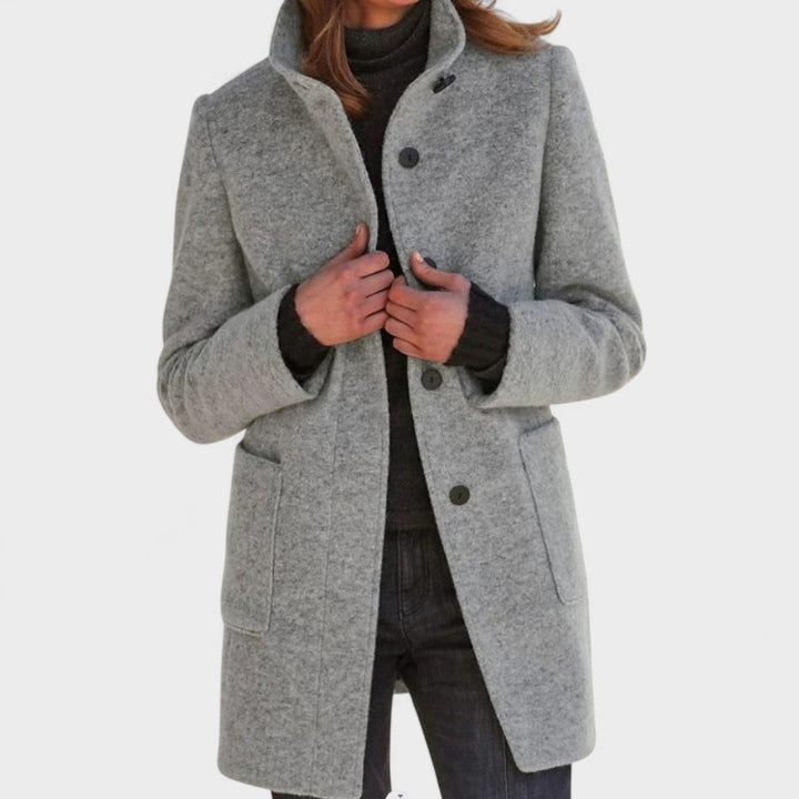 Coat - Classic Wool Coat with Retro Buttons