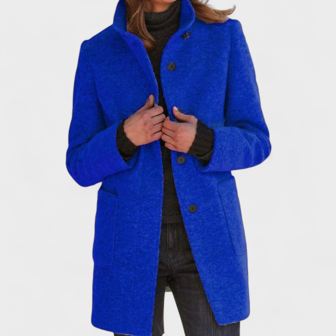 Coat - Classic Wool Coat with Retro Buttons