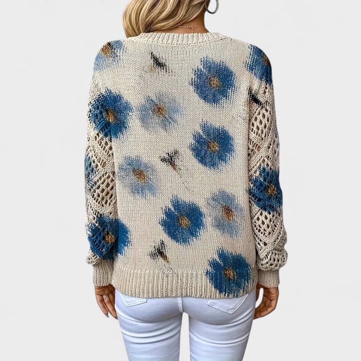 Milena - Elegant Sweater with Floral Motif