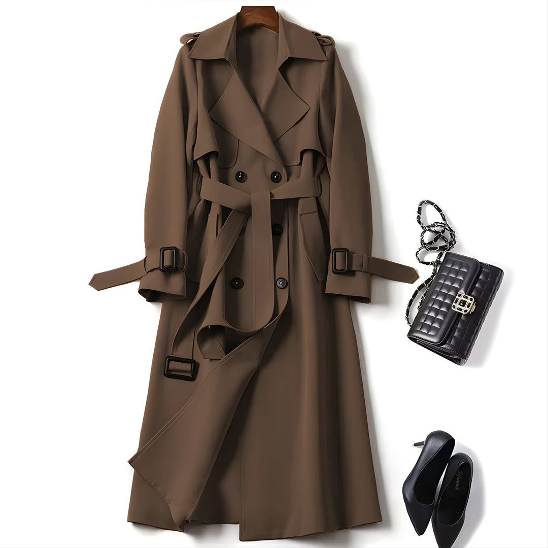 Charlène | Classic Long Trench Coat with Belt