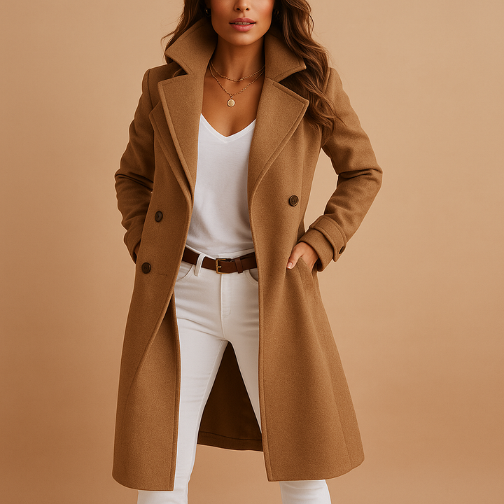 Juline | Long Warm and Elegant Structured Coat for Women