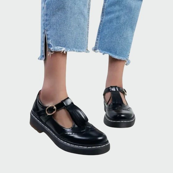 Mary Boutique™ - Elegant T-Bar Leather Shoes