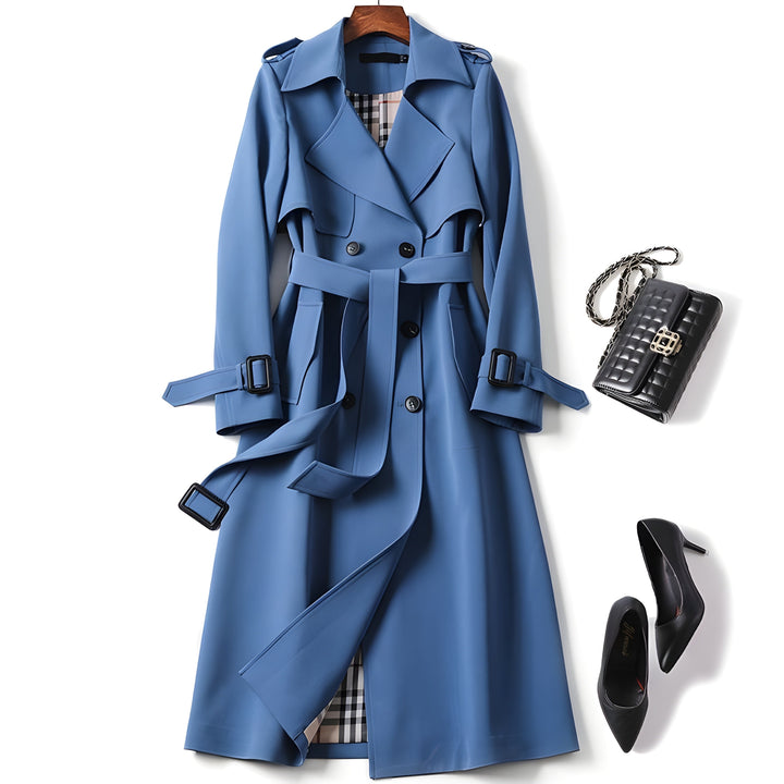 Charlène | Classic Long Trench Coat with Belt