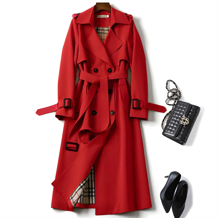 Charlène | Classic Long Trench Coat with Belt