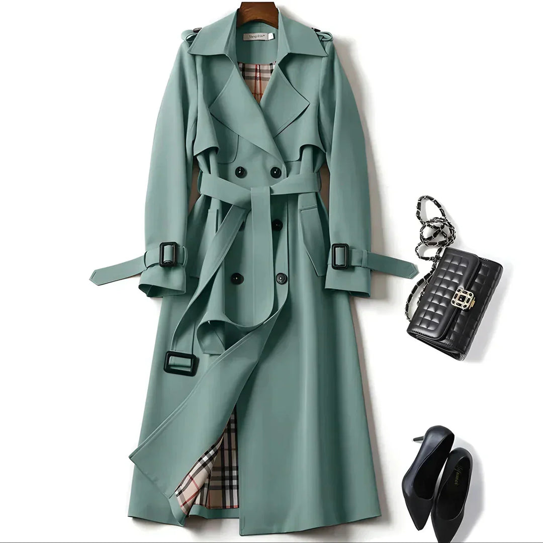 Charlène | Classic Long Trench Coat with Belt