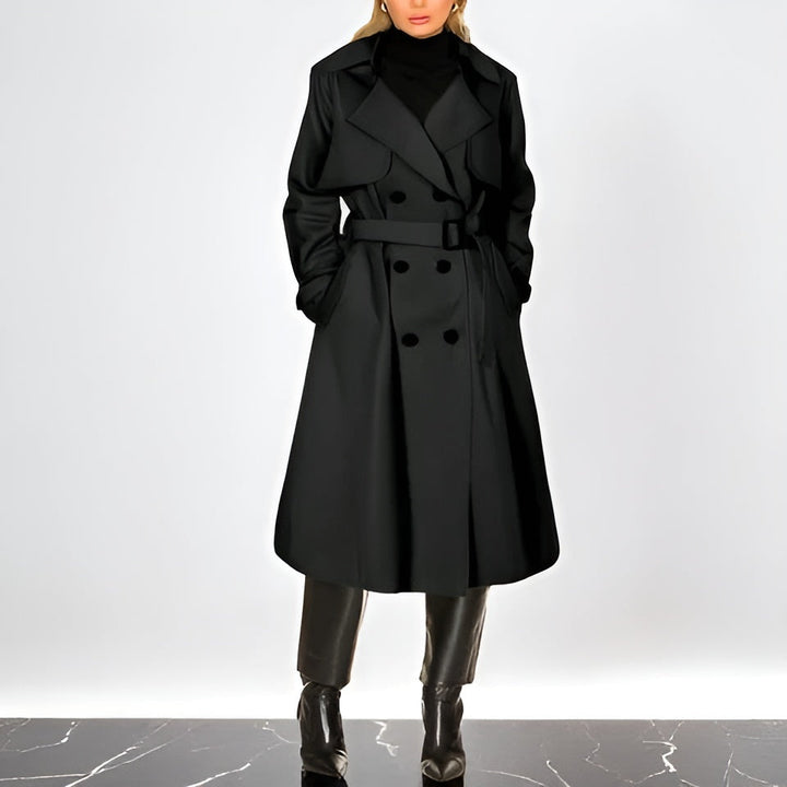 Charlène | Classic Long Trench Coat with Belt