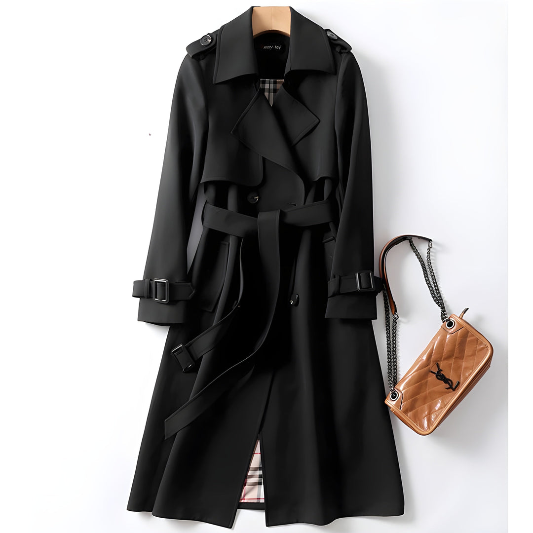 Charlène | Classic Long Trench Coat with Belt